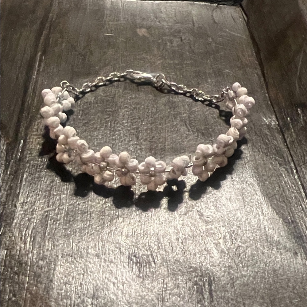 Delicate White Flower Paper Bead Bracelet - Women Jewelry